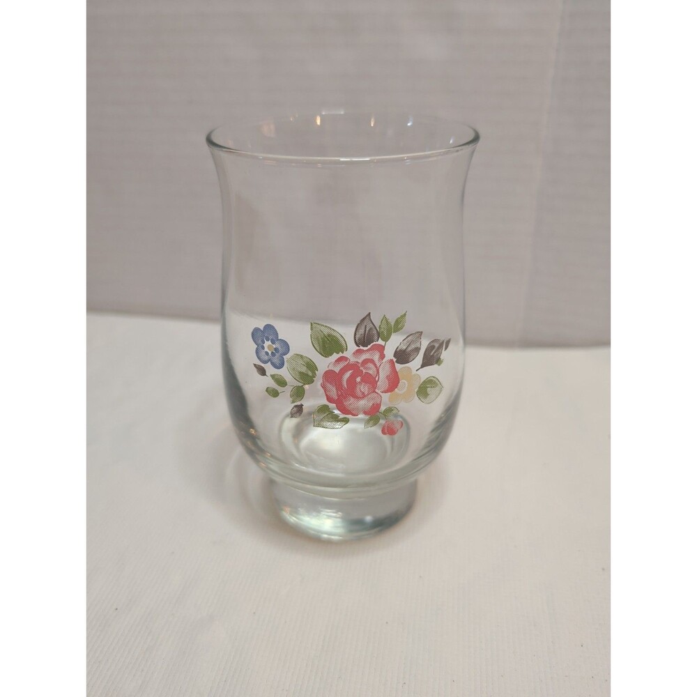 Pfaltzgraff By Libbey Tea Rose 14oz Curved Tumbler Drinking Glass 5.25”H